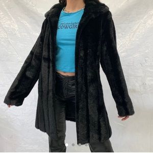 Vintage Incognita 90s black faux fur coat small